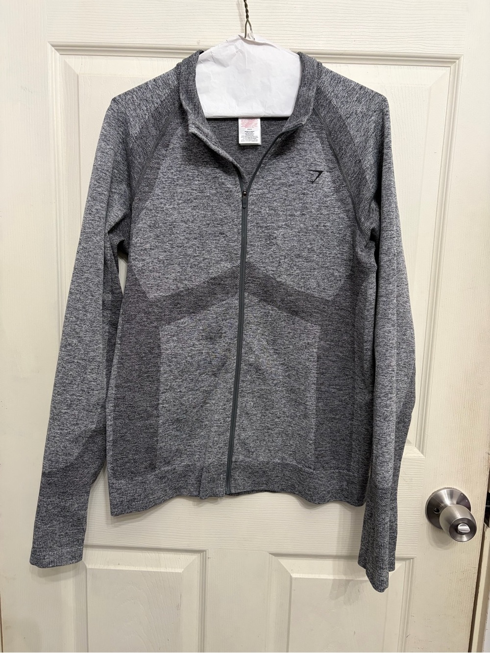 Gymshark Seamless Heathered Grey Zip-Up Jacket women’s size XLARGE